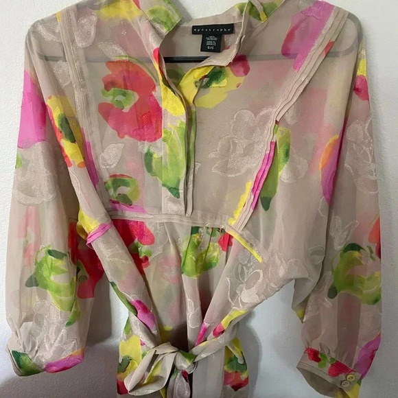 Sears 90’s Y2K vintage Apostrophe sheer floral print top& matching camisole Med - Picture 1 of 4